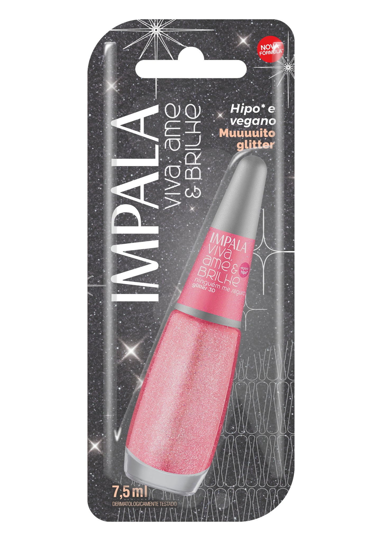 ESMALTE IMPALA VIVA AME E BRILHE GLITTER 3D NINGUEM ME SEGURA