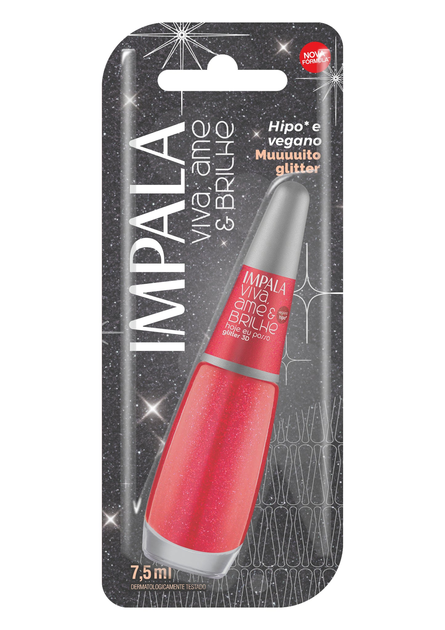 ESMALTE IMPALA VIVA AME E BRILHE GLITTER 3D HOJE EU POSSO