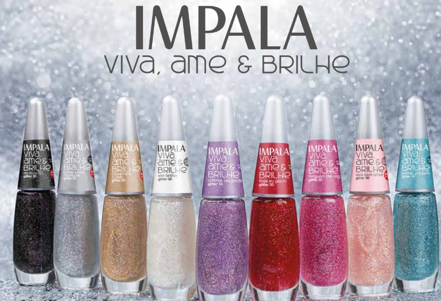 Esmalte Impala Viva, Ame e Brilhe Glitter 3D