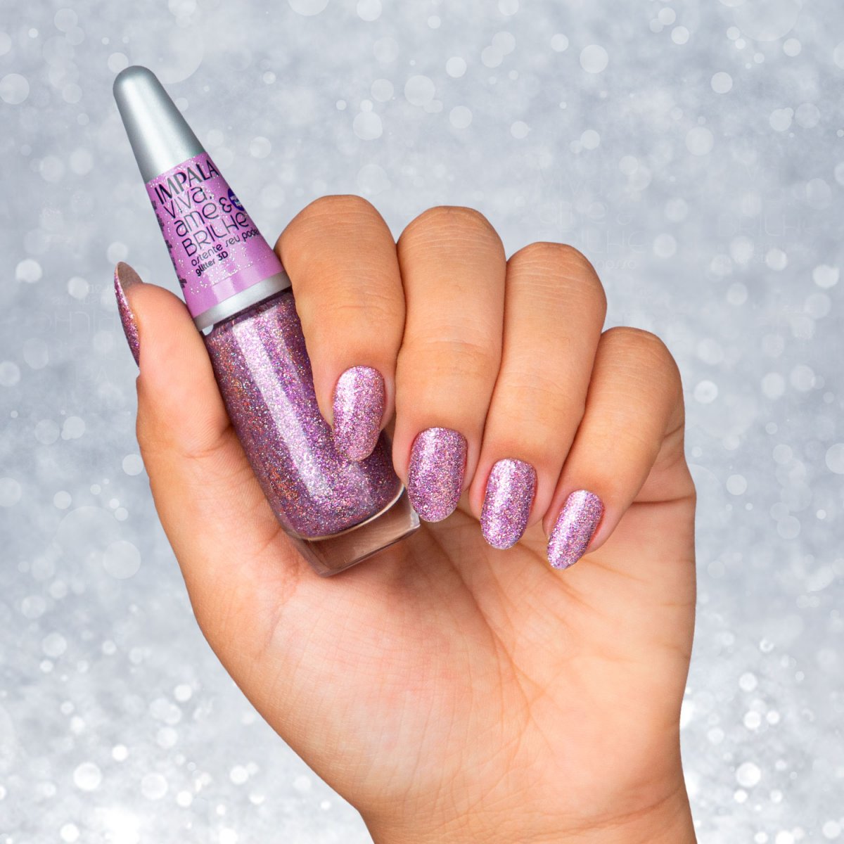 ESMALTE IMPALA VIVA AME E BRILHE GLITTER 3D OSTENTE SEU PODER